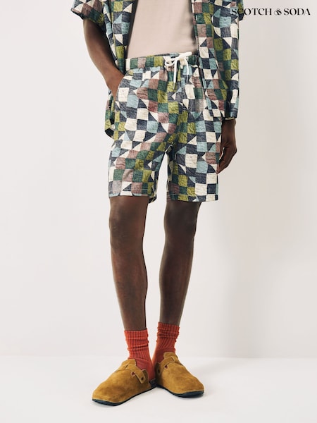 Scotch & Soda Green Fave Printed Bermuda Elasticated Waist Shorts (H97690) | £85