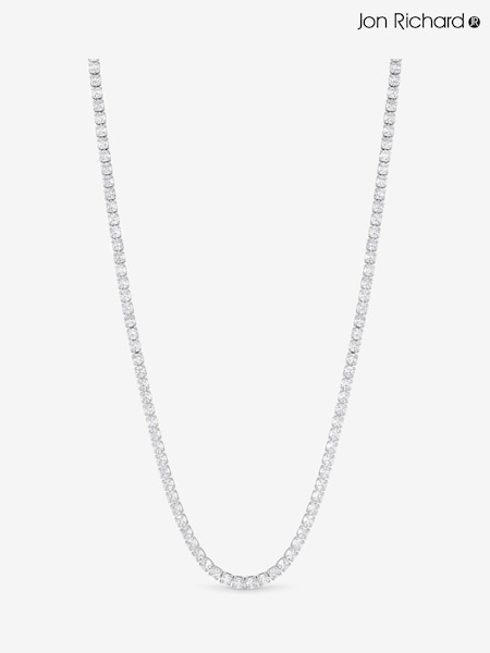 Jon Richard Silver Tone Cubic Zirconia Round Tennis Necklace (H97698) | £40