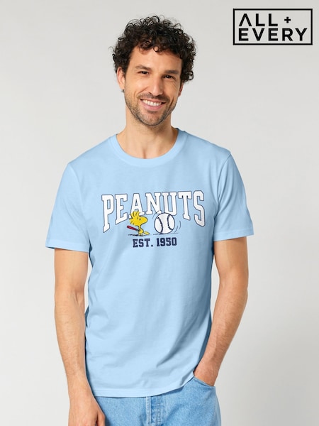 All + Every Blue Peanuts Woodstock Playing Baseball Est 1950 Mens T-Shirt (H97712) | £25