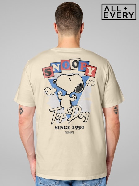 All + Every Cream Peanuts Snoopy Top Dog Since 1950 Back Print Mens T-Shirt (H97713) | £25