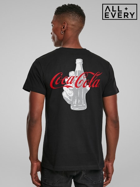 All + Every Black Coca Cola Bottle Back Print Mens T-Shirt (H97714) | £25
