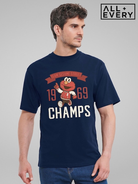 All + Every Blue Sesame Street Team Champs 1969 Mens T-Shirt (H97733) | £25