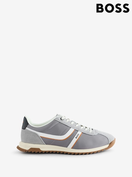 BOSS Grey Zayn Logo Trainers (H97837) | £139