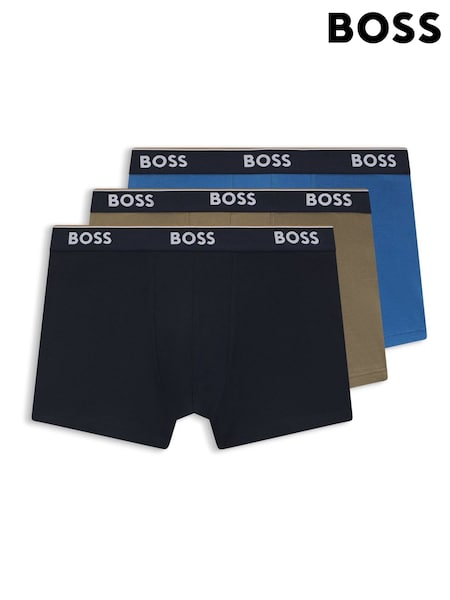 BOSS Light Blue Power Logo Boxer Trunks 3 Pack (H97852) | £44