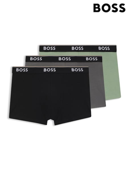 BOSS Grey Power Logo Boxer Trunks 3 Pack (H97862) | £44