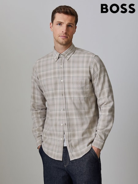 BOSS Grey Rickert Check Flannel Shirt (H97935) | £99