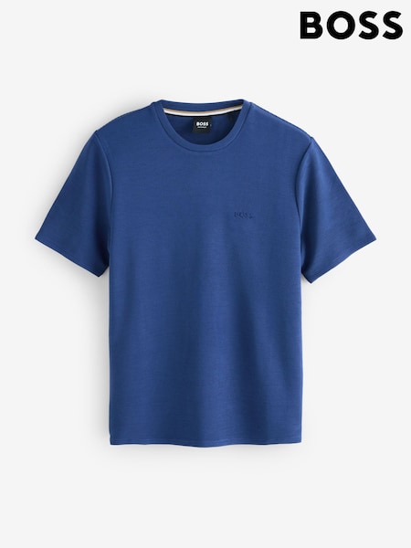 BOSS Blue Ribbed Logo Regular-Fit T-Shirt (H97936) | £55