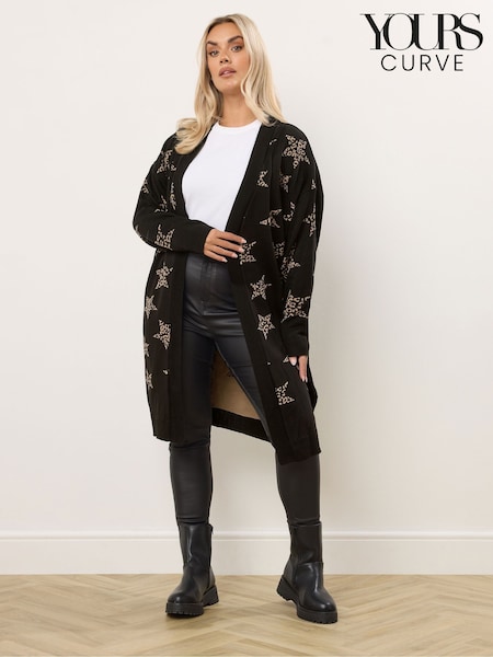Yours Curve Black Midi Cardigan (H98011) | £34