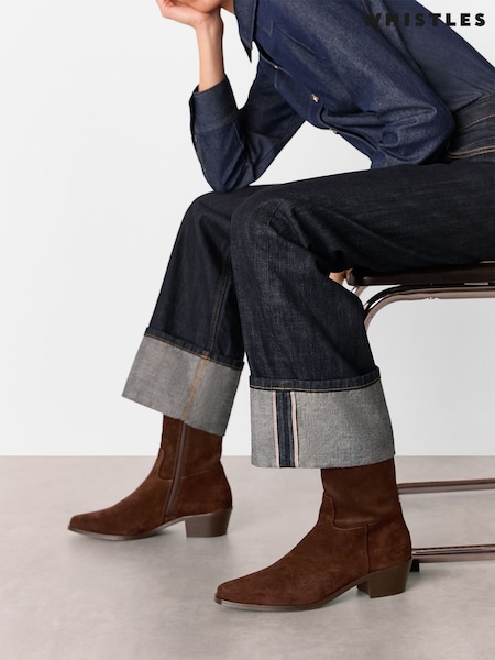Whistles Brown Suede Clean Western Boots (H98125) | £189