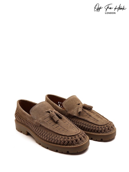 Off The Hook Brown Floyd Loafers Tassel Formal Casual Slip On Leather Shoes (H98251) | £39
