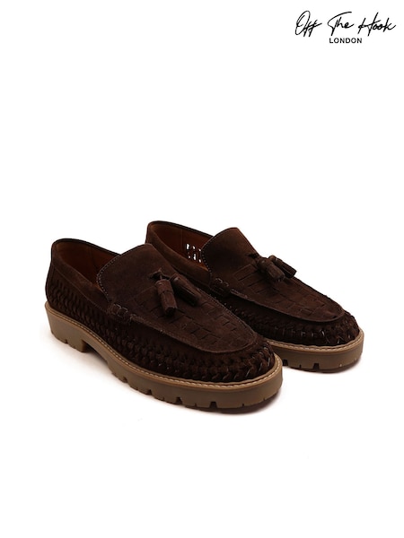 Off The Hook Brown Floyd Loafers Tassel Formal Casual Slip On Leather Shoes (H98255) | £39