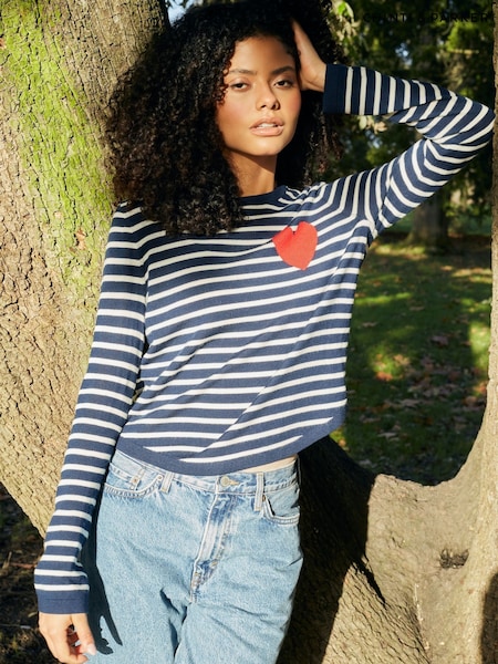 Chinti & Parker Wool Cashmere Blend Breton Heart Sweater (H98293) | £125