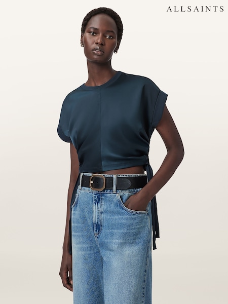 AllSaints Blue Mira Satin T-Shirt (H98467) | £79