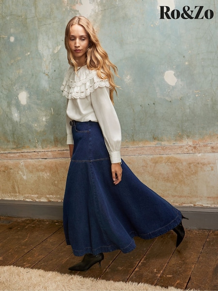Ro&Zo Blue Denim Full Skirt (H98509) | £89