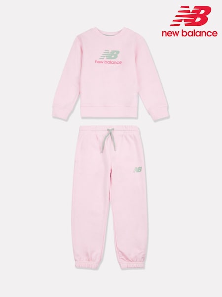 New Balance Pink FT Crew Joggers Set (H98576) | £50