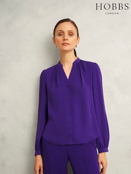 Hobbs Purple Peony Blouse (H98688) | £89
