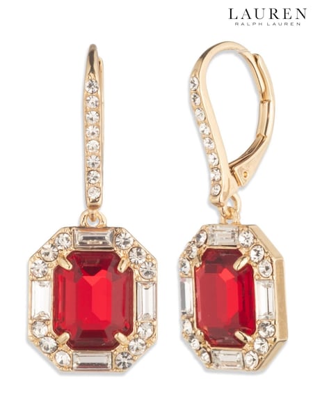 Lauren Ralph Lauren Gold Tone Siam Red Stone Crystal Drop Earrings (H98700) | £60