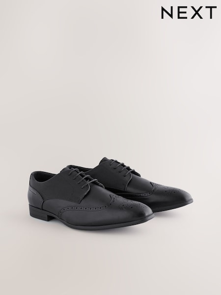 Black Wide Fit Brogue Shoes (H99081) | £35