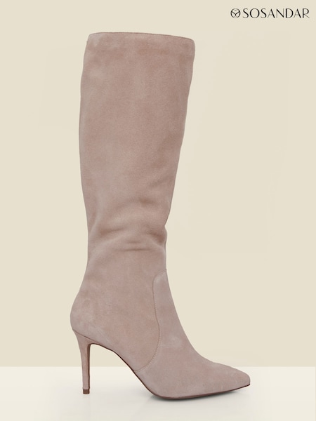 Sosandar Natural Suede Stiletto Knee High Boots (H99139) | £165