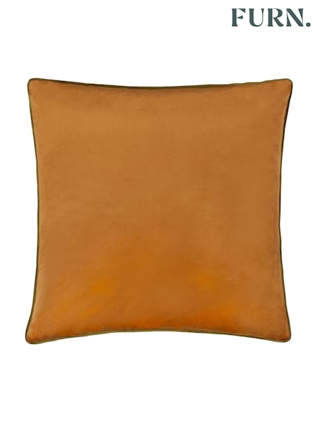 Furn Ginger Olive Meridian Velvet Cushion (H99154) | £22