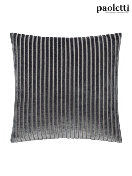 Paoletti Charcoal Savoy Stripe Velvet Cushion (H99160) | £20