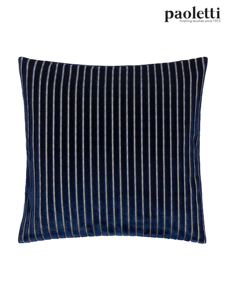 Paoletti Navy Savoy Stripe Velvet Cushion (H99180) | £20