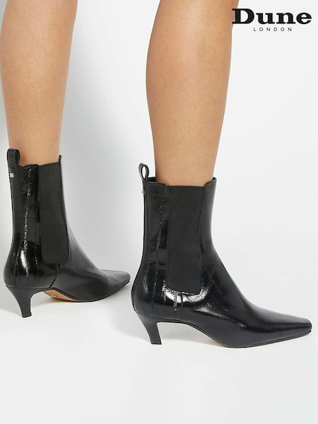 Dune London Black Odele Angle Midi Heel Ankle Boots (H99339) | £159