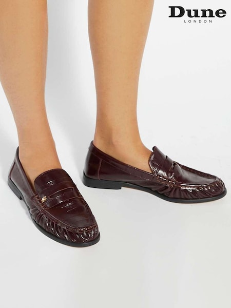 Dune London Red Grisella Ruch Detail Penny Loafers (H99352) | £99