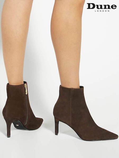 Dune London Brown Obsessively Mid Set Back Point Heel Boots (H99353) | £129