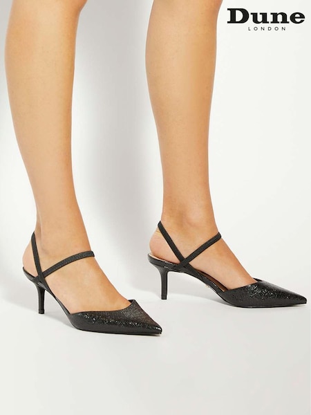 Dune London Black Wide Fit Classical Elasticated Open Court Shoes (H99357) | £79