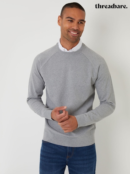 Threadbare Grey Mock Shirt Raglan Knitted Jumper (H99456) | £28