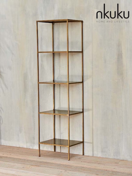 Nkuku Brass Mahi Shelving Unit (H99534) | £495