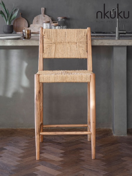 Nkuku Natural Lohanda Acacia & Munja Grass Counter Chair (H99552) | £350