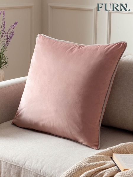 Furn Blush Grey Meridian Velvet Cushion (H99553) | £15