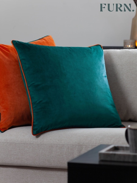 Furn Teal Clementine Meridian Velvet Cushion (H99568) | £15
