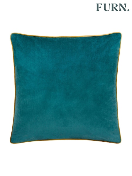Furn Teal Ochre Meridian Velvet Cushion (H99571) | £15