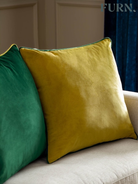 Furn Moss Emerald Meridian Velvet Cushion (H99573) | £15