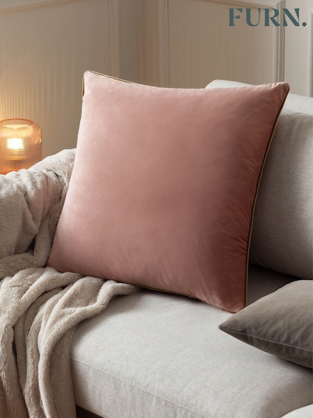 Furn Blush Gold Meridian Velvet Cushion (H99575) | £15
