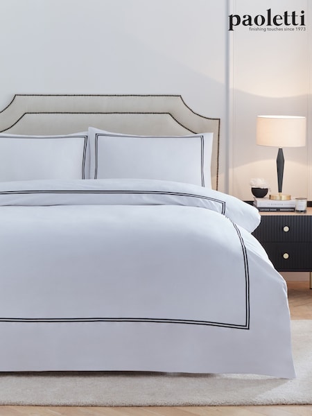Paoletti Black Elara Embroidered Duvet Cover Set (H99916) | £66 - £80