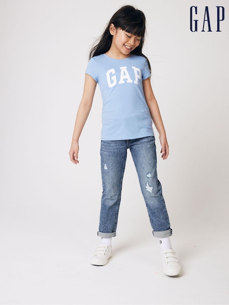 Gap Mid Wash Blue Distressed Girlfriend Jeans (5-16yrs) (K12703) | £30