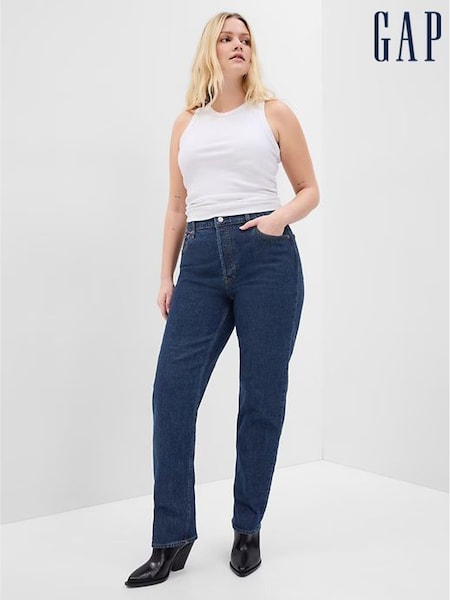 Gap Dark Indigo Blue High Waisted Cheeky Straight Jeans (K19726) | £60