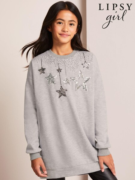 Lipsy Grey Christmas Sweat Dress (K22849) | £13.50 - £17