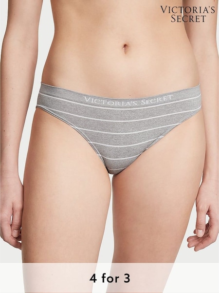 Victoria's Secret Grey Heather Stripe Bikini Knickers (K23617) | £9