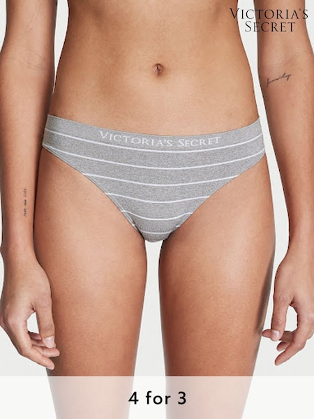 Victoria's Secret Grey Heather Stripe Thong Knickers (K24697) | £9
