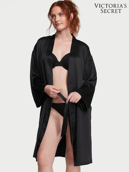 Victoria's Secret Black Satin Midi Robe (K24718) | £59