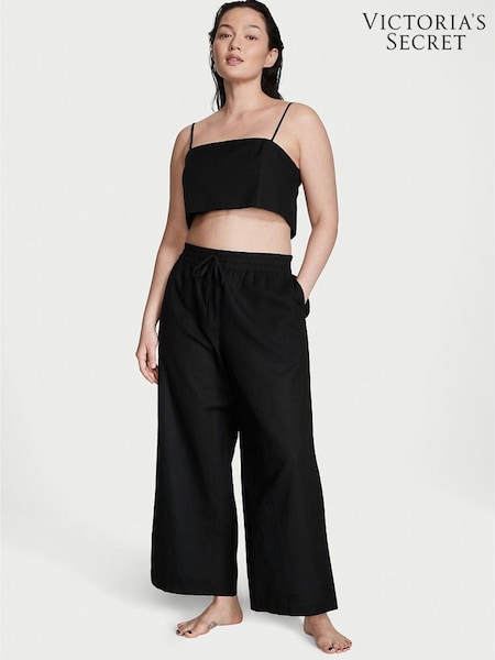 Victoria's Secret Black Linen Crop Top (K25720) | £10