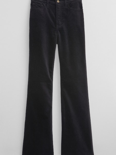 Gap Black High Waisted 70s Flare Velvet Trousers (K26506) | £8