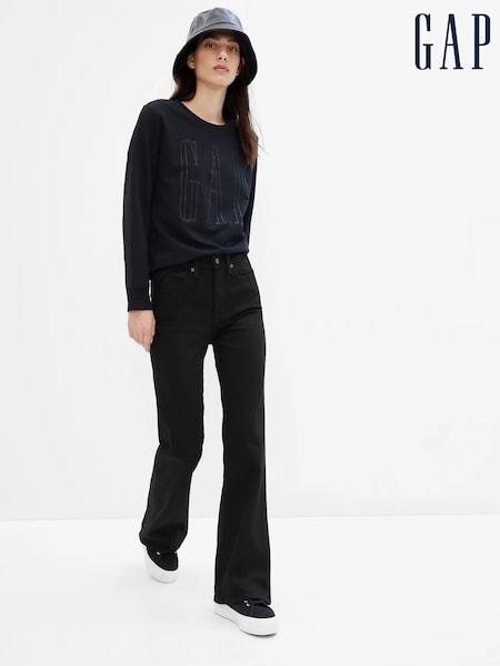 Gap Black High Waisted Stretch 70s Flare Jeans (K27207) | £50