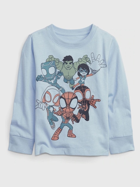 Gap Blue Marvel Marvel Superhero Graphic Long Sleeve T-Shirt (K30500) | £4