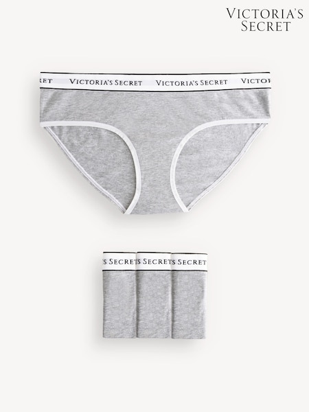 Victoria's Secret Grey Heather Hipster Logo 4 Pack Knickers (K32183) | £20